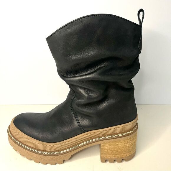 Free People Mel Leather Slouch Boot in Black  Size 7.5 NIB - Picture 9 of 15
